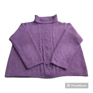 Tradition Country Collection Plus Purple Turtleneck Sweater-Size 22W, Classic